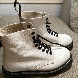 Dr. Martens White Leather Boots with Black Laces